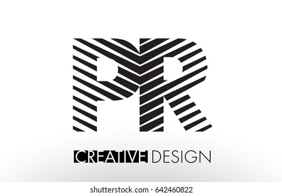 PR P R Lines Letter Design with Creative Elegant Zebra Vector Illustration.