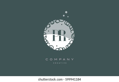 pr p r  monogram floral vintage retro green white alphabet decorative company letter logo design vector icon template 