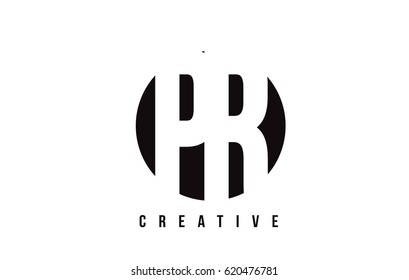 PR P R White Letter Logo Design with Circle Background Vector Illustration Template.