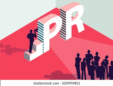 PR Or Public Relation Isometric 3D Business Concept