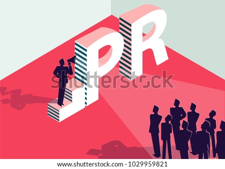 PR or public relation isometric 3D business concept