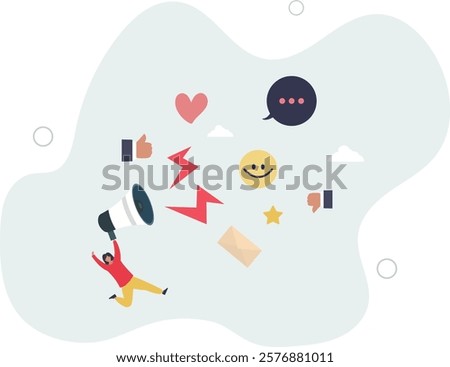 PR, public relation or marketing communication, advertising campaign or social media marketing, online promotion or email newsletter concept.flat characters.