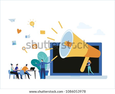 pr public relation online training courses.
business vector illustration banner concept.
distance learning education.
internet studying tutorials. skills develop
flat cartoon character design for web