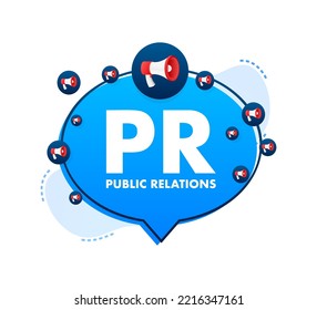 PR Public Relations. PR Agency. Vector Stock Illustration