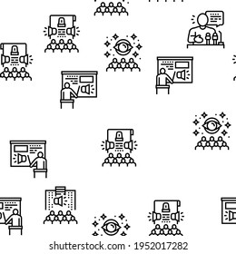 Pr Public Relations Vector Seamless Pattern Thin Line Illustration