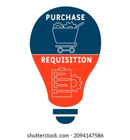 PR - Purchase Requisition acronym. business concept background.  vector illustration concept with keywords and icons. lettering illustration with icons for web banner, flyer, landing 