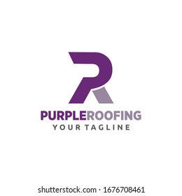 PR Purple Roofing Logo Templates Company Letter r logos