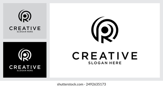 PR or RP initial letter logo design vector template