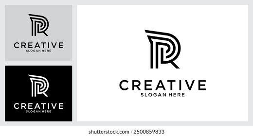 PR or RP initial letter logo design vector template