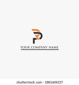 PR or RP letter logo with a simple design and a combination of orange and black colors
