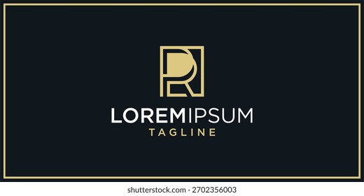 PR RP R Square Line Design do logotipo