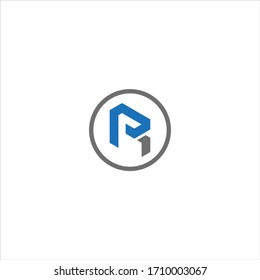 PR or RP unique monogram style vector logo design with blue and grey.