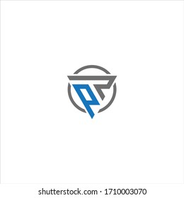 PR or RP unique monogram style vector logo design with blue and grey.