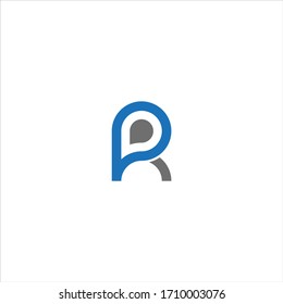 Diseño de logotipo vectorial de estilo monocasco PR o RP con azul y gris.
