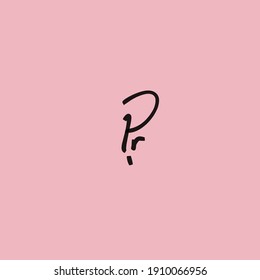Pr signature graphic isolated white monogram