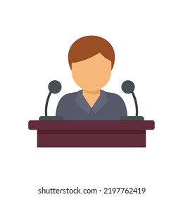 Pr specialist speaker icon. Flat illustration of pr specialist speaker vector icon isolated on white background