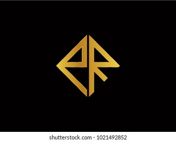 PR square shape Gold color logo