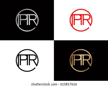 Pr text logo design