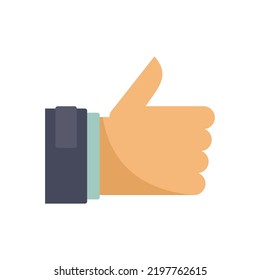 Pr thumb up icon. Flat illustration of pr thumb up vector icon isolated on white background