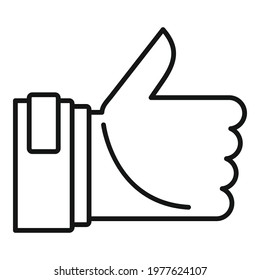 Pr thumb up icon. Outline pr thumb up vector icon for web design isolated on white background