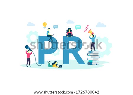PR. Vector public relations concept. Marketing strategy for web site, landing page, banner, mobile app