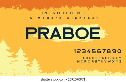 Praboe font. Abstract sport modern alphabet fonts. Typography bold typeface design for sport, technology, fashion, digital, future creative logo font. vector illustration