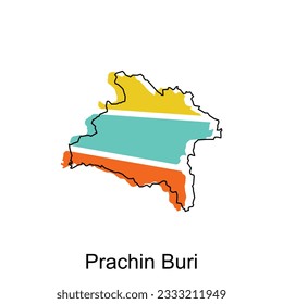 Prachin Buri Map. vector map of Thailand design template with outline graphic sketch style isolated on white background