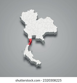 Prachuap Khiri Khan province location Thailand 3d isometric map