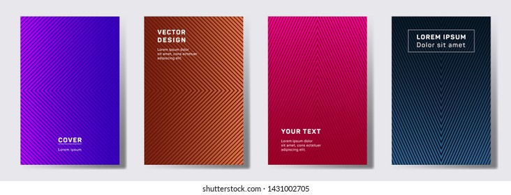 Practical covers set with abstract geometric lines background pattern. 	
Modern collection of abstract banners, posters, brochure covers vector templates. Dynamic magenta blue violet lines halftones