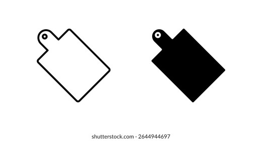 Ícone prático da placa de corte definido para cozinha, preparação de comida e cozinhar. Ideal para artes culinárias, receitas e temas alimentares saudáveis.