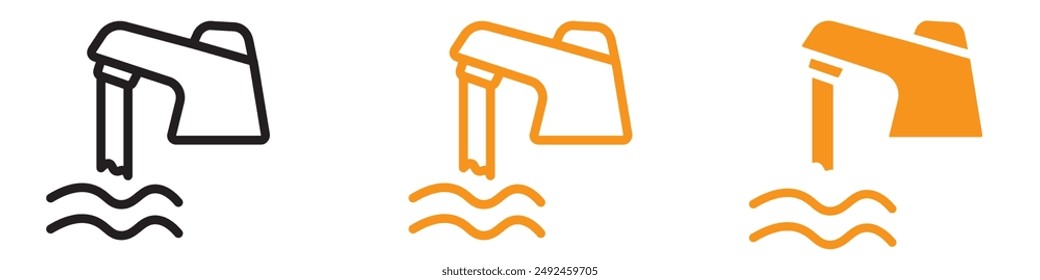 Practical Faucet Tap Water Icon for Plumbing and Water Supply Graphics Essential for Representing Water Flow and Tap Connections