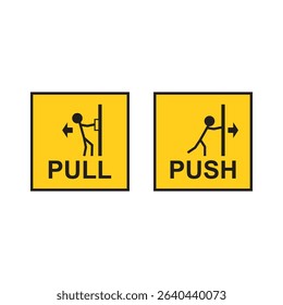Practical Pull and Push door signs with stick figures, offering clear visual guidance for building access. Ideal for commercial spaces and safety information