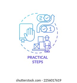 Practical steps blue gradient concept icon. Warehousing. Dealing with inflation in construction abstract idea thin line illustration. Isolated outline drawing. Myriad Pro-Bold font used