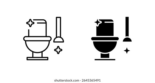Practical toilet cleaning icon set for bathroom hygiene, sanitation, and home maintenance. Essential for cleanliness and plumbing themes.