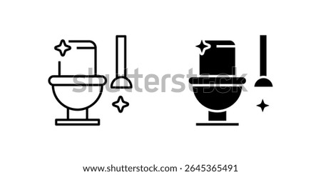 Practical toilet cleaning icon set for bathroom hygiene, sanitation, and home maintenance. Essential for cleanliness and plumbing themes.