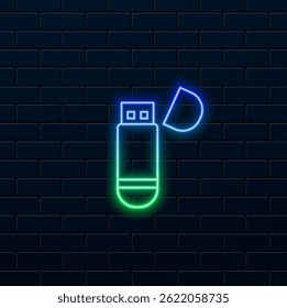 Practical USB stick icon for data storage and technology graphics. neon style. Perfect for representing USB flash drives and data storage devices.