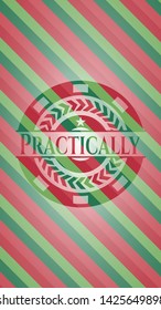 Practically christmas badge background. Vector Illustration. Detailed.