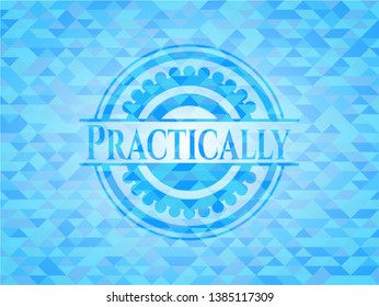Practically light blue emblem. Mosaic background