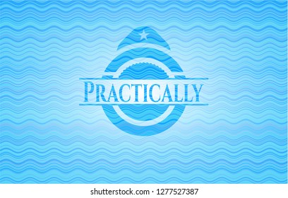 Practically water representation style badge.