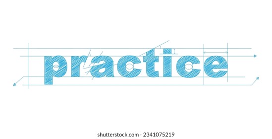 PRACTICE blue vector draft text banner