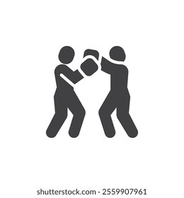 Practice boxing with a partner vector icon. filled flat sign for mobile concept and web design. Boxing sparring glyph icon. Symbol, logo illustration. Vector graphics