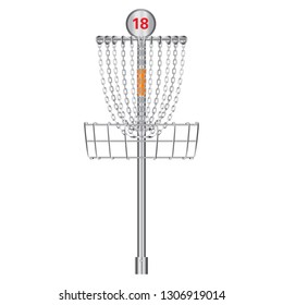 Practice Disc Golf Basket Pin Hole 18 Vector Illustration Icon Symbol