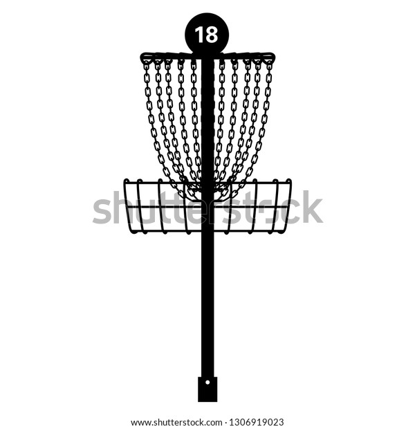 Practice Disc Golf Basket Pin Hole 18 Vector Illustration Icon Symbol.