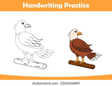 Practice handwriting. Tracing eagle lines and coloring for children