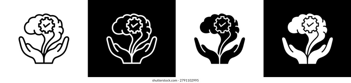 Practice Icon In Outline And Glyph Styles With Black And White Variations