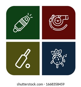 practice icon set. Collection of Whistle, Cricket icons