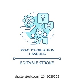 Practice objection handling soft blue concept icon. Improve skill. Business coaching. Sales training. Successful deal. Round shape line illustration. Abstract idea. Graphic design. Easy to use