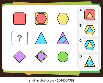 Hoja de trabajo de preguntas de práctica para educación y prueba de CI. tarea para el desarrollo del pensamiento lógico, ilustración vectorial [Respuesta es C]