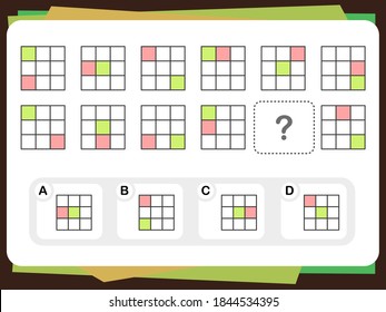 Practice Questions Worksheet for Education and IQ Test. task for the development of logical thinking, vector illustration [Answer is D]