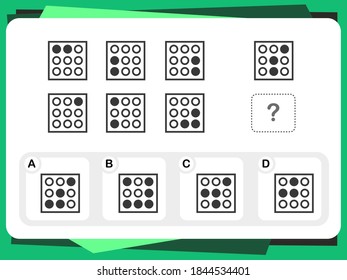Practice Questions Worksheet for Education and IQ Test. task for the development of logical thinking, vector illustration [Answer is D]